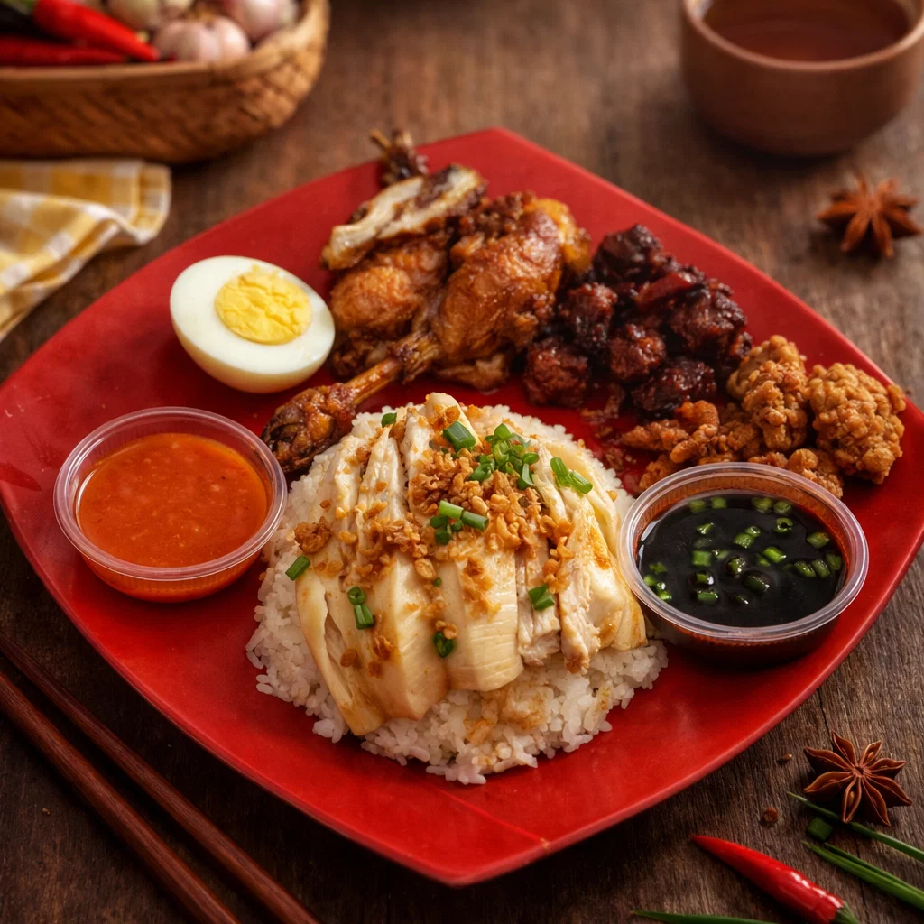 Nasi Hainam Kombinasi (Ayam Goreng + Ayam Pekcamke)